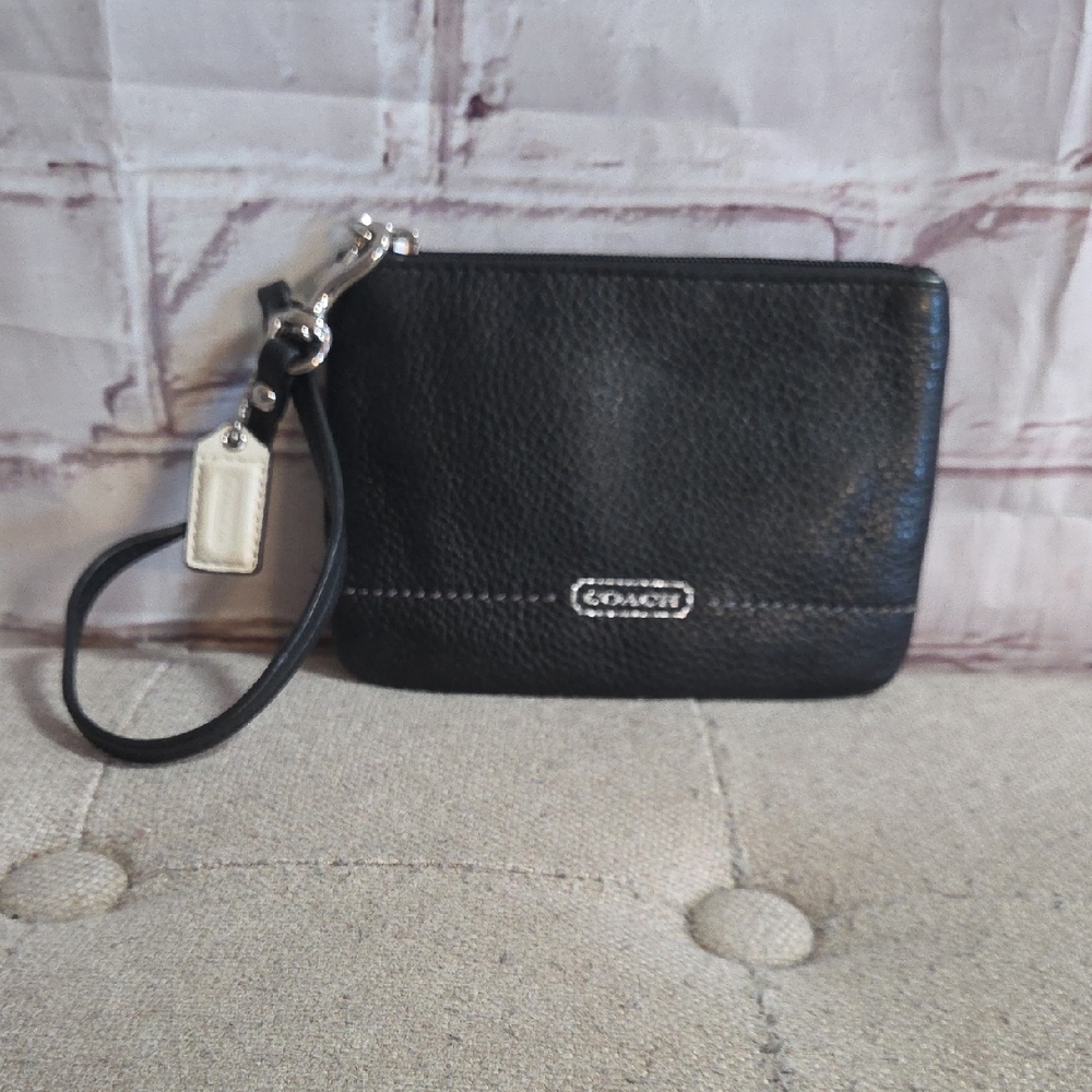 Coach Black Leather Wristlet